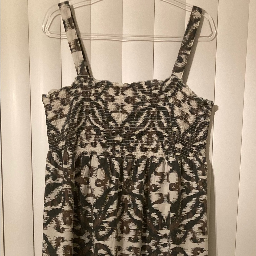 Avenue Floral Long Sleeveless Maxi Dress  Size 18/20 Brown Black Ivory Ruffle